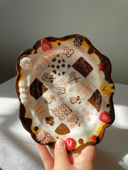 Strawberry Chocolate Ceramic Plate