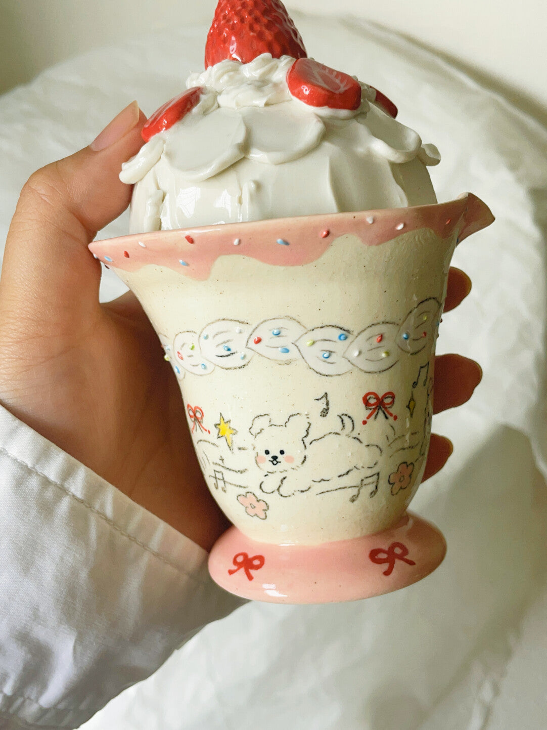 Strawberry Cream Ceramic Cup