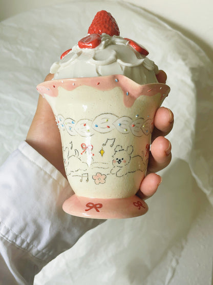 Strawberry Cream Ceramic Cup