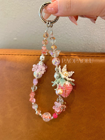 Strawberry Garden Beaded Phone Charm