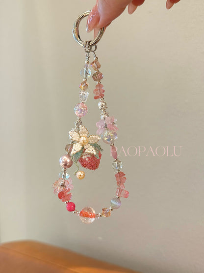 Strawberry Garden Beaded Phone Charm