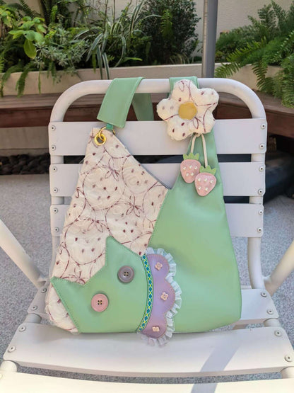 Strawberry Green Cat Shoulder Bag