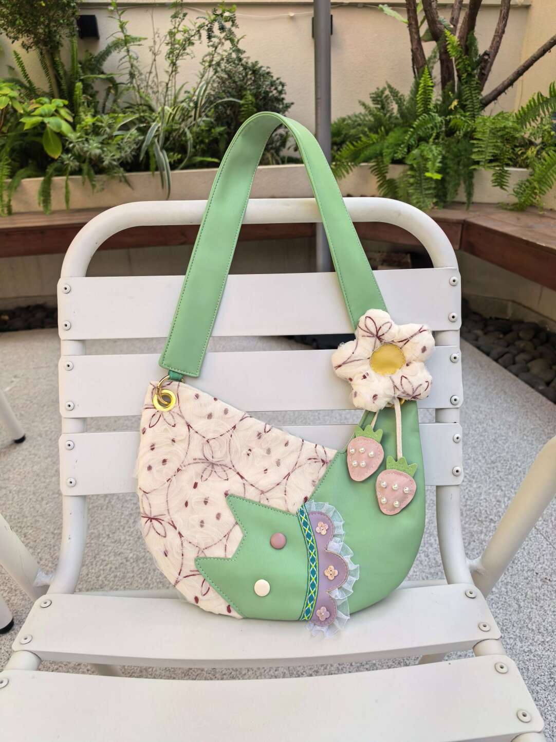 Strawberry Green Cat Shoulder Bag