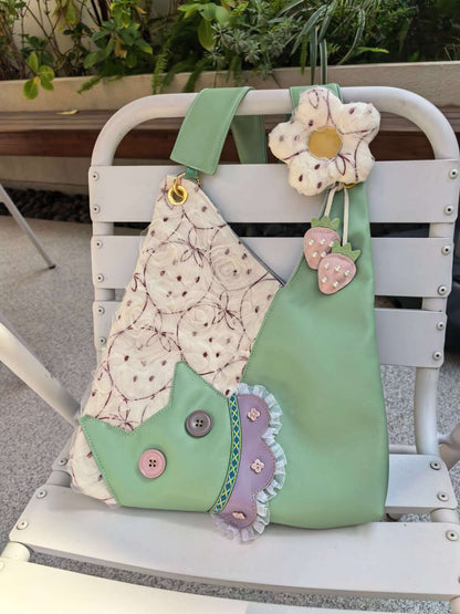 Strawberry Green Cat Shoulder Bag