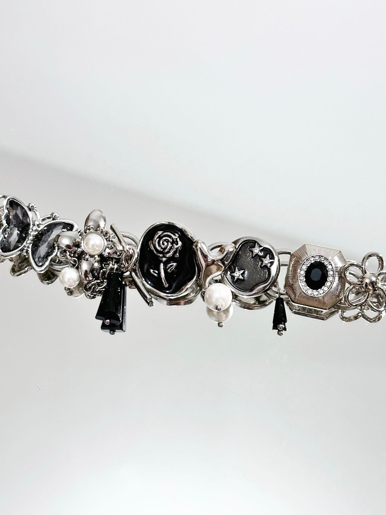 Summer Black Rose Button Bracelet