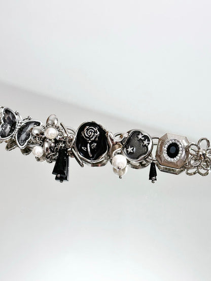 Summer Black Rose Button Bracelet