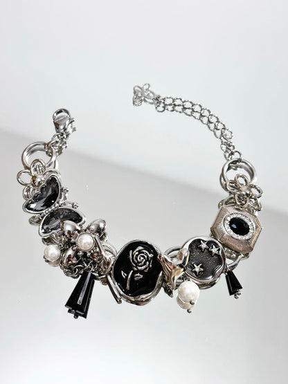 Summer Black Rose Button Bracelet