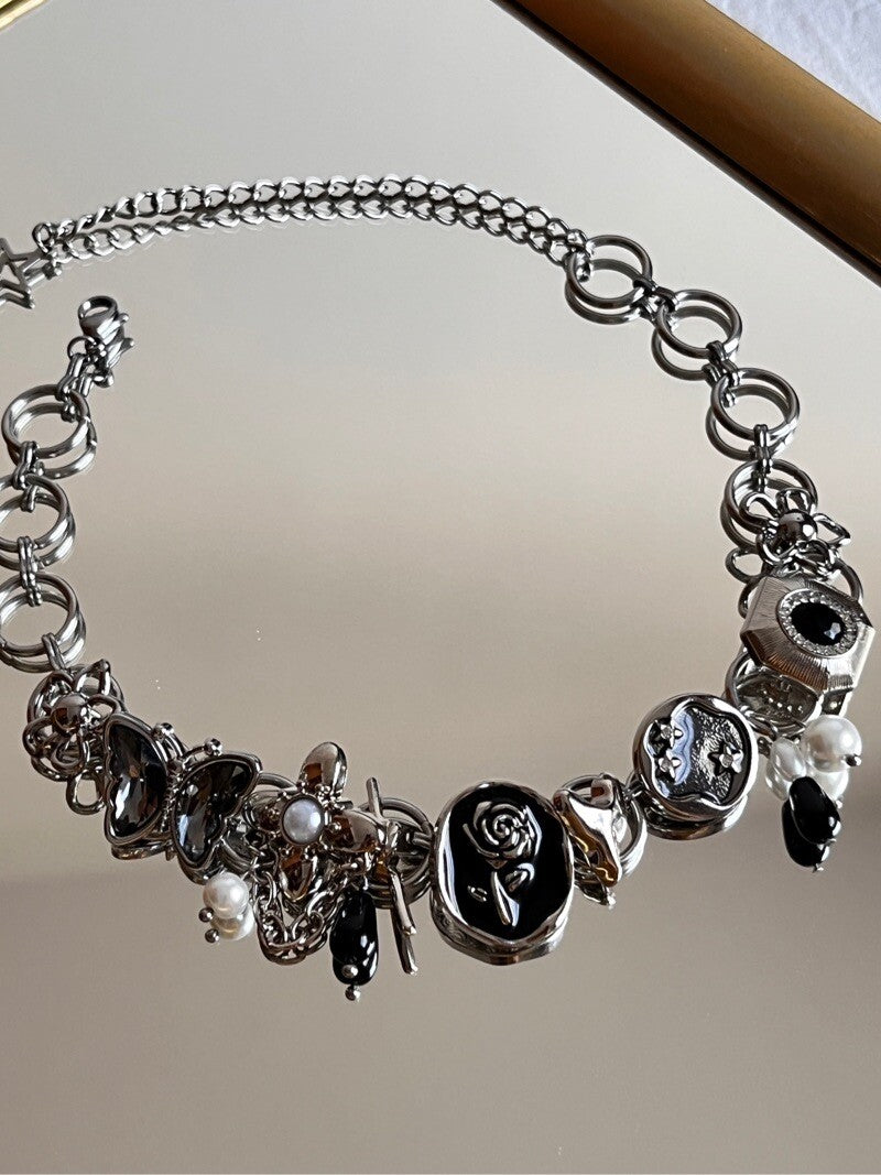 Summer Black Rose Button Choker