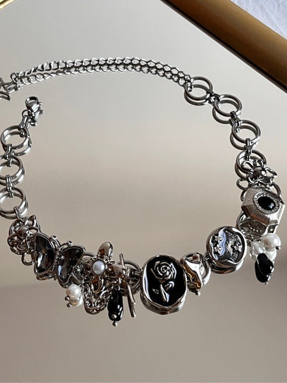 Summer Black Rose Button Choker