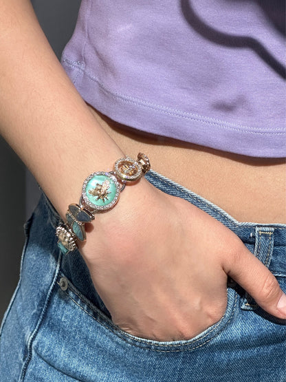 Summer Glacier Bee Button Bracelet