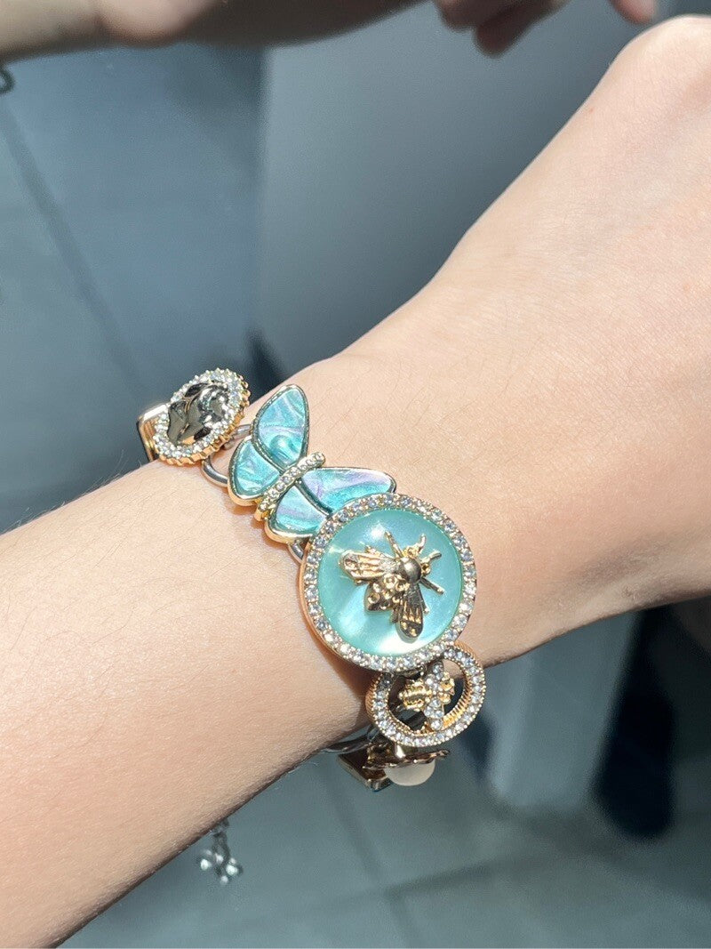 Summer Glacier Bee Button Bracelet