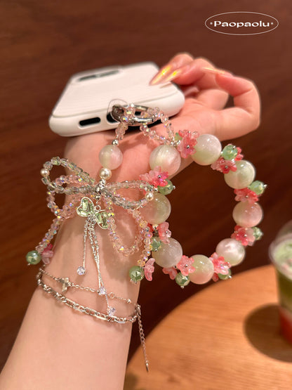Summer Guava Bow Beaded Phone Charm