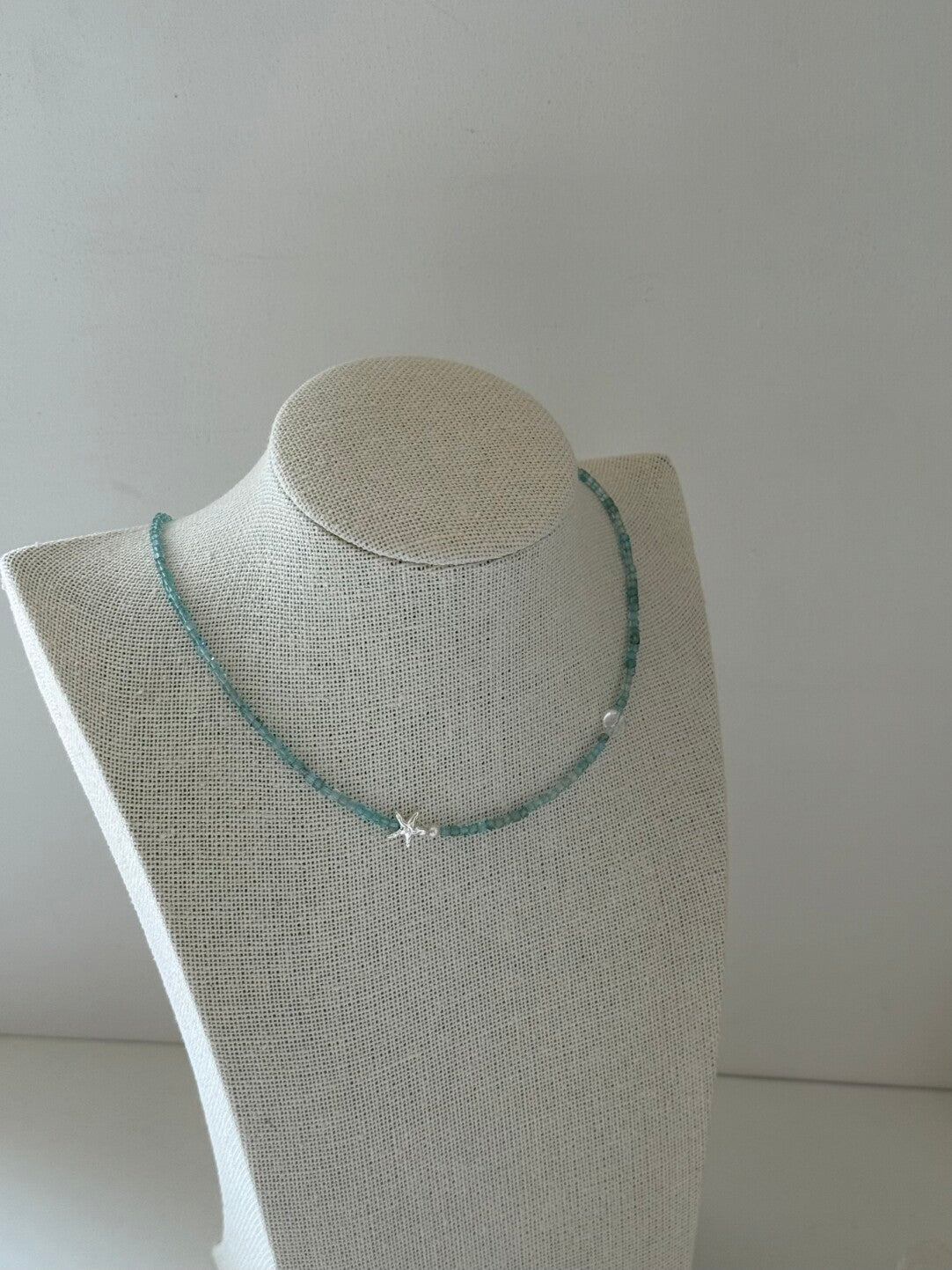 Summer Starfish Ice Blue Beaded Necklace
