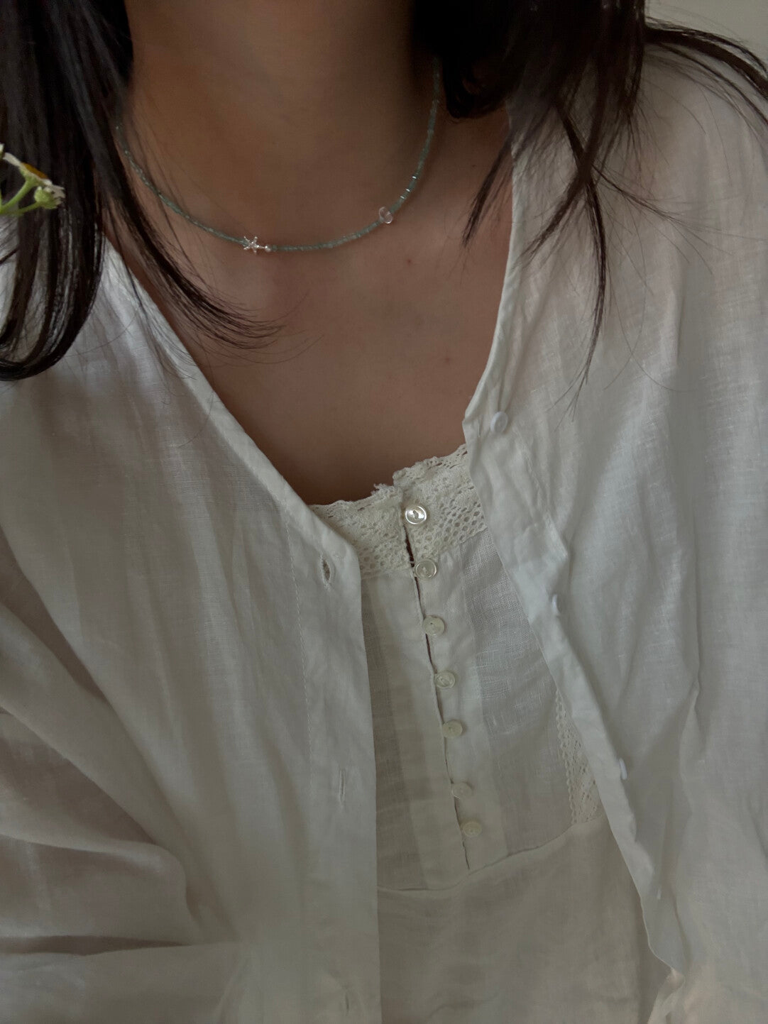 Summer Starfish Ice Blue Beaded Necklace