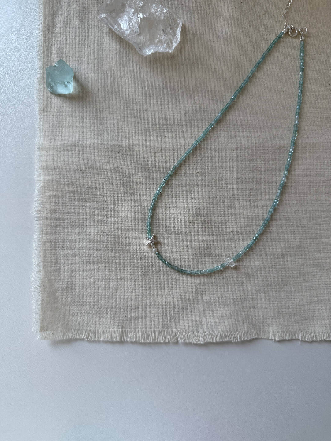 Summer Starfish Ice Blue Beaded Necklace