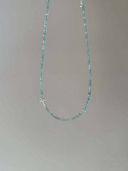Summer Starfish Ice Blue Beaded Necklace