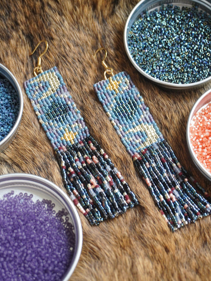 Sun Moon and Stars MIYUKI Beaded Earrings