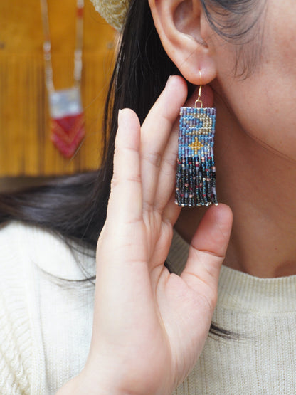 Sun Moon and Stars MIYUKI Beaded Earrings