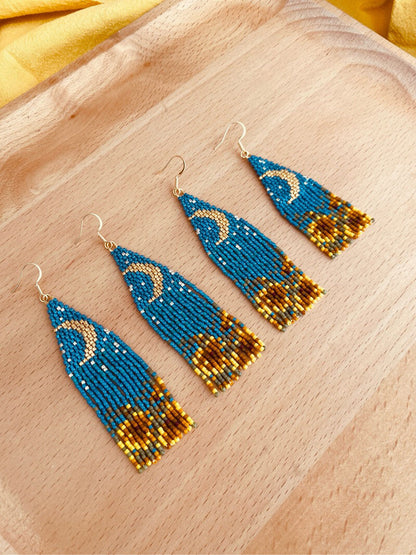 Sunflower Field Under Moonlight MIYUKI Beaded Earrings