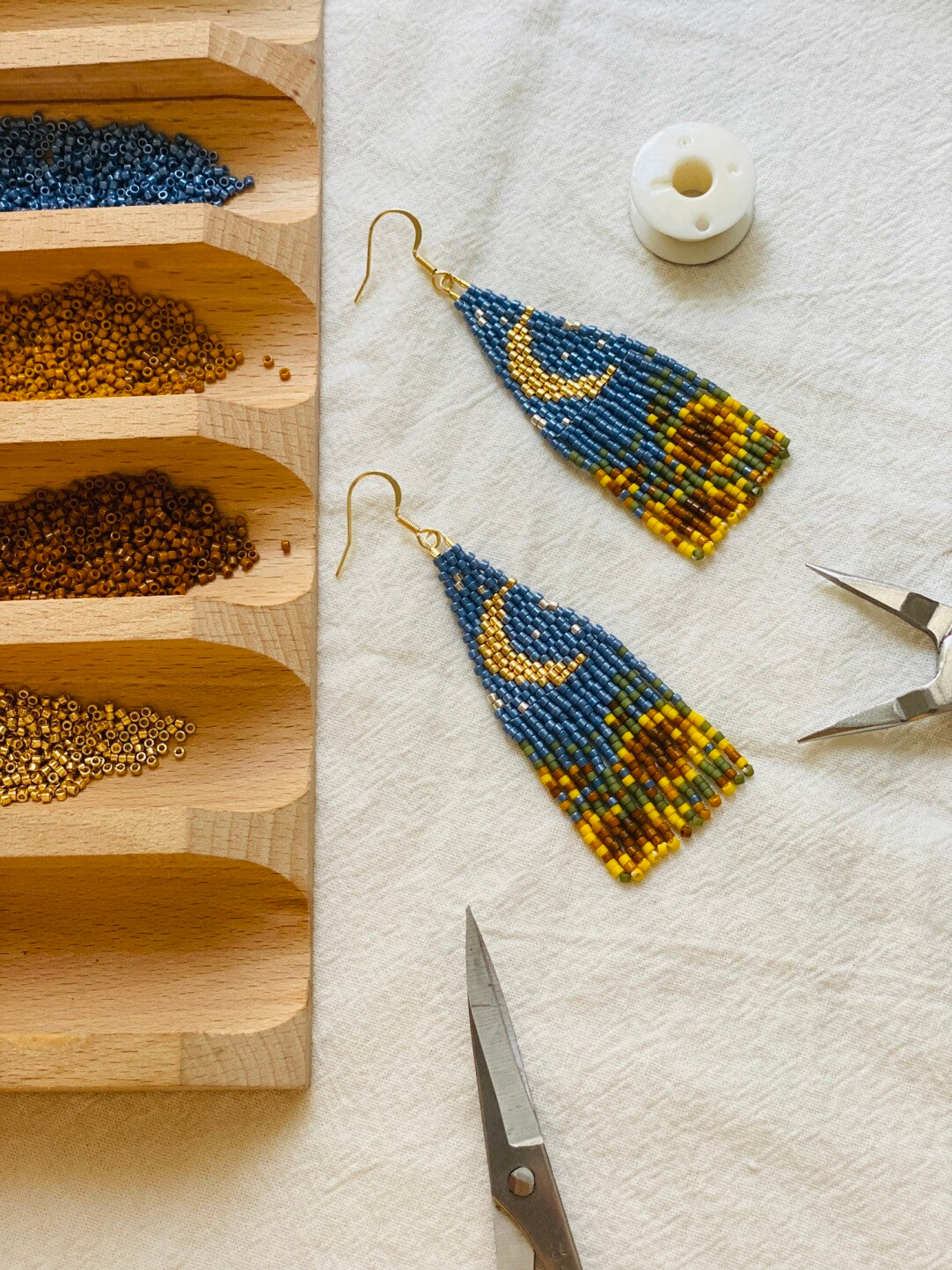 Sunflower Field Under Moonlight MIYUKI Beaded Earrings