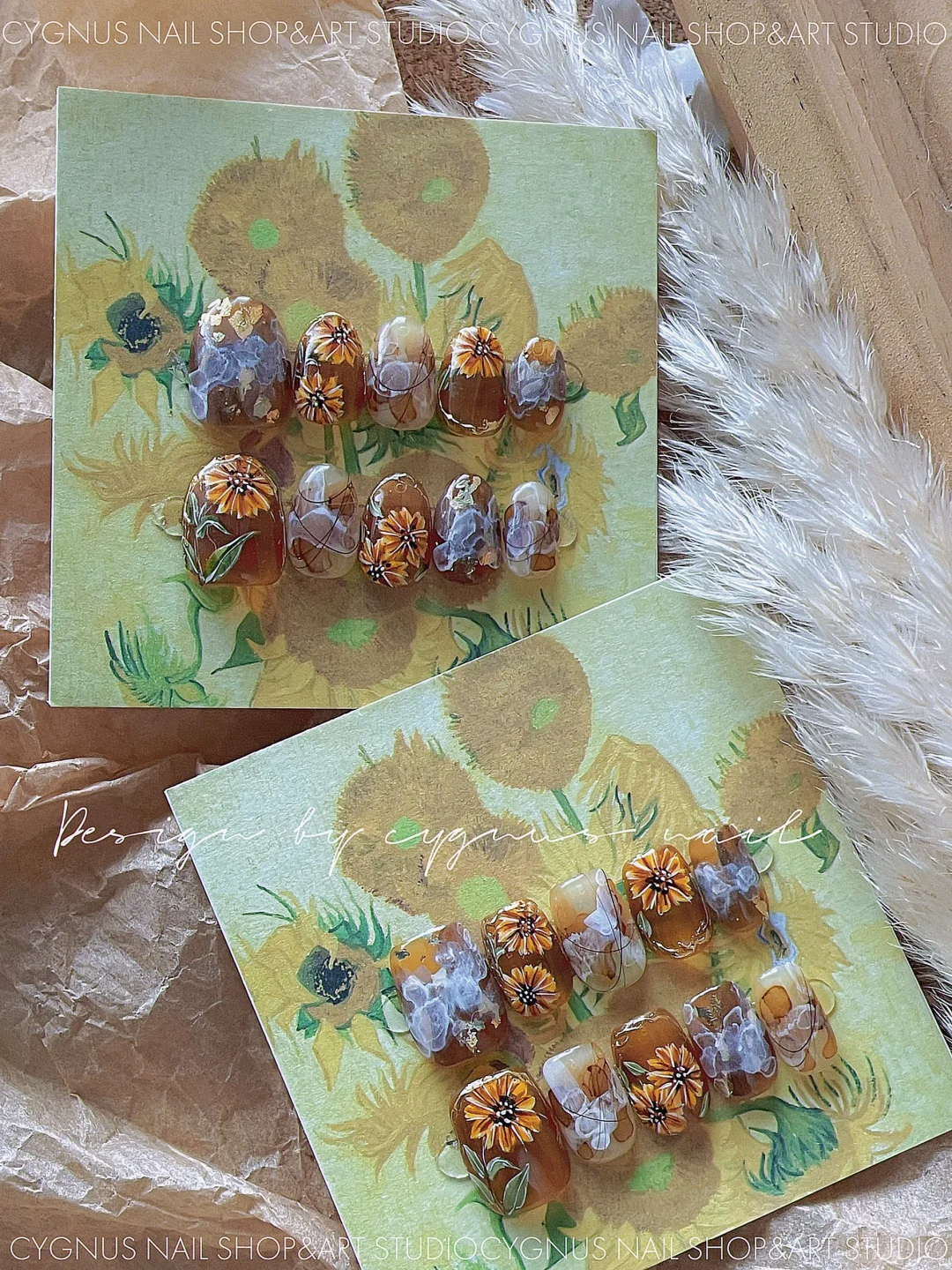 Sunflower Hand Painted Press On Nails Set