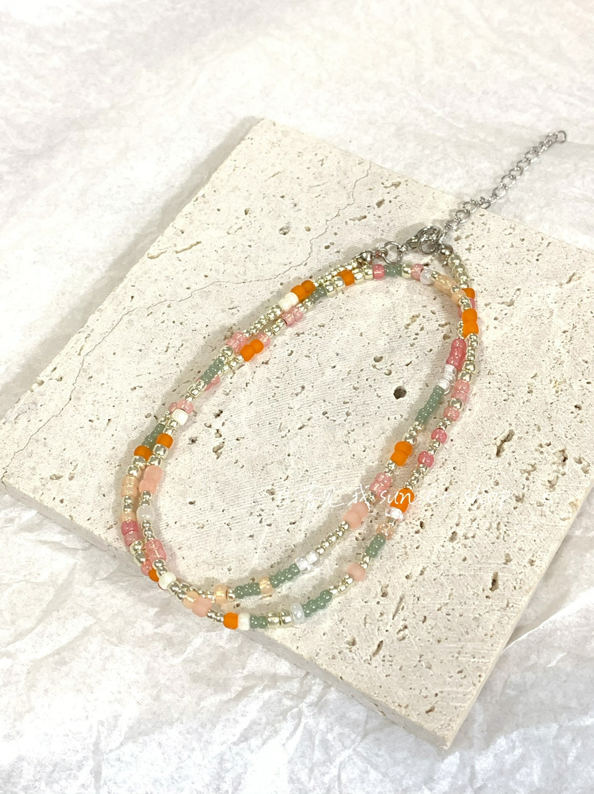 Sunset Glow Beaded Flower Necklace