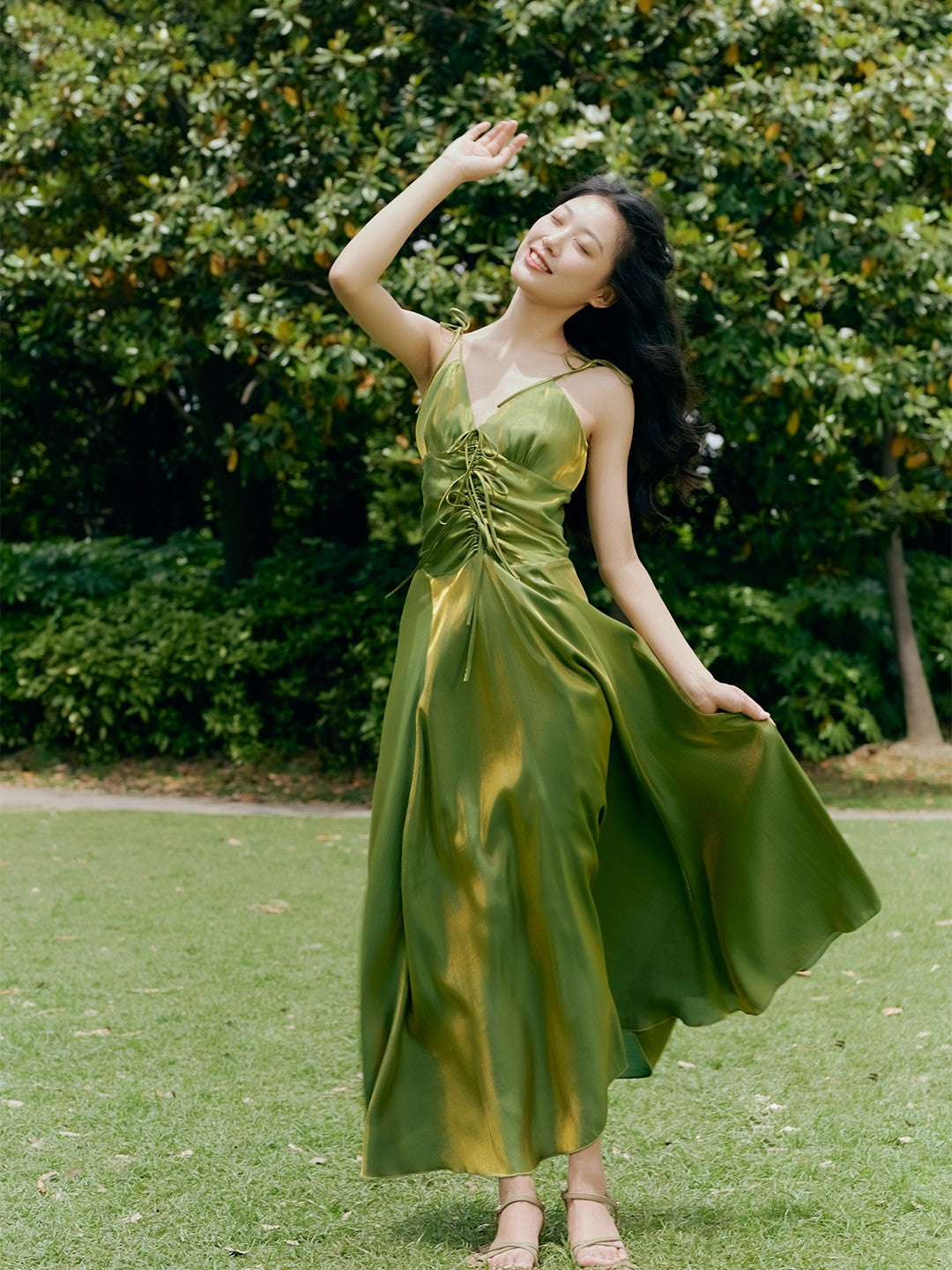 Sunset Tie-Strap Maxi Dress