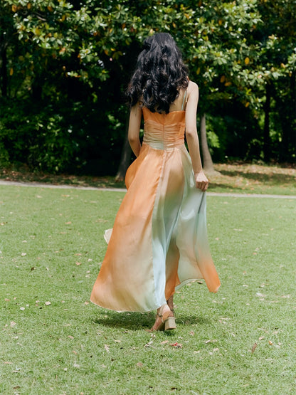Sunset Tie-Strap Maxi Dress