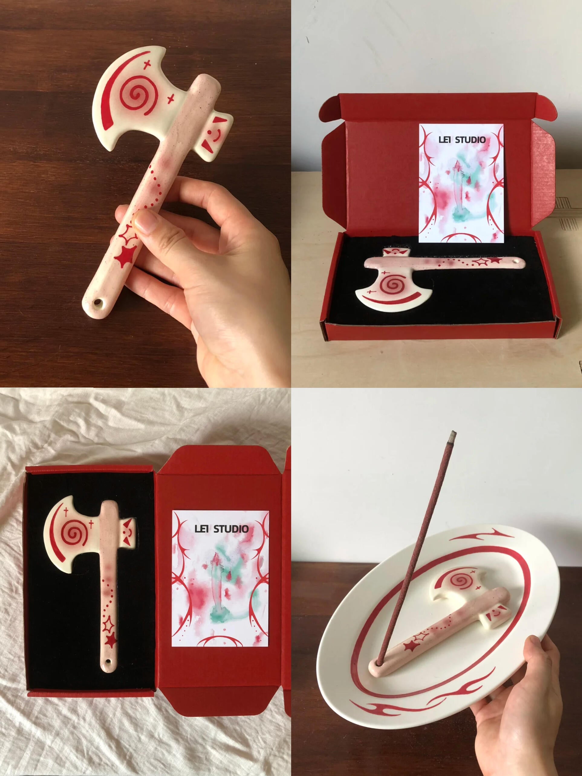 Surreal Axe Incense Holder | Plate/Vases Set | Three Fleas