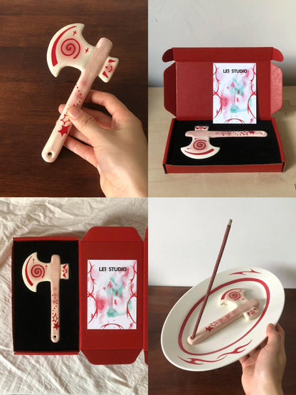 Surreal Axe Incense Holder | Plate/Vases Set | Three Fleas