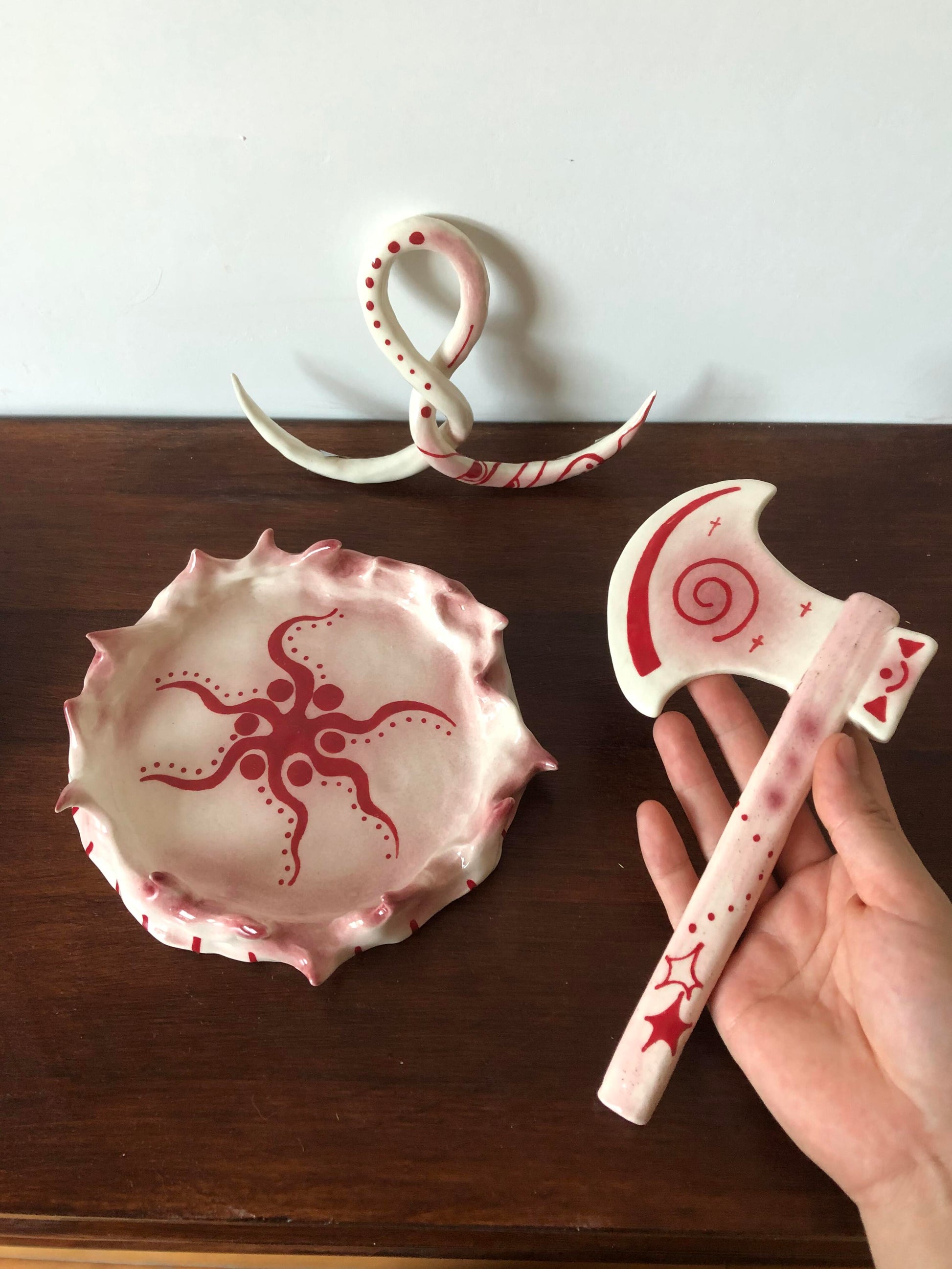 Surreal Axe Incense Holder | Plate/Vases Set | Three Fleas