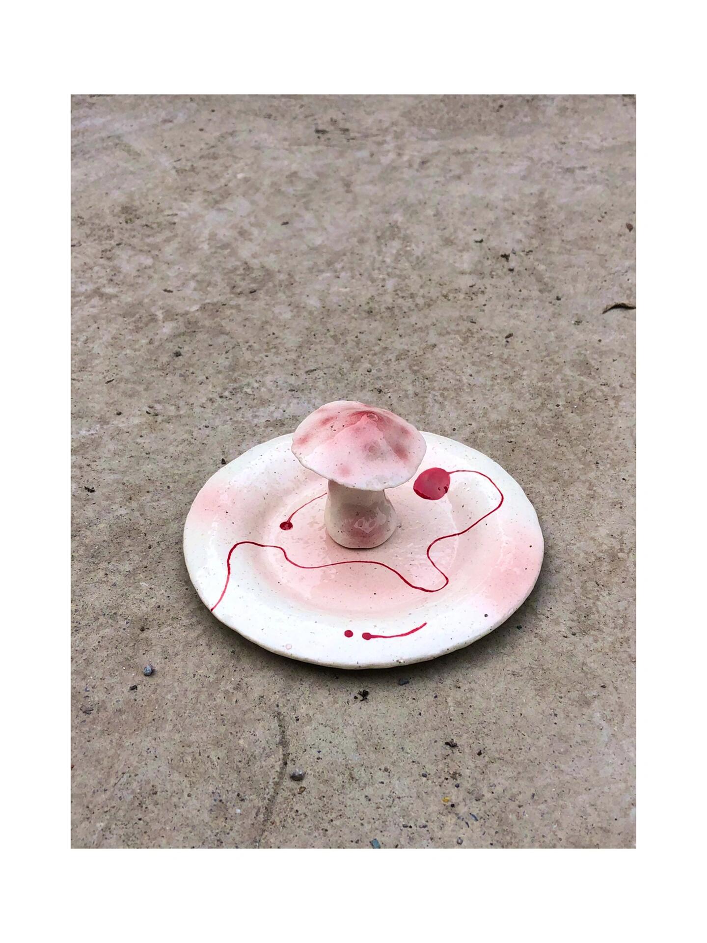 Surreal Mushroom Incense Holder | Plate/Vases Set | Three Fleas