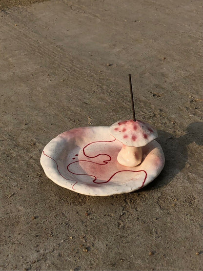 Surreal Mushroom Incense Holder | Plate/Vases Set | Three Fleas