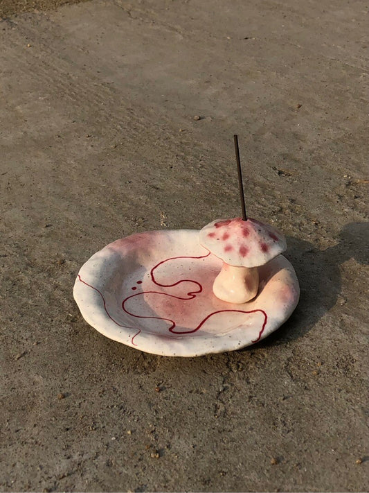 Surreal Mushroom Incense Holder | Plate/Vases Set | Three Fleas