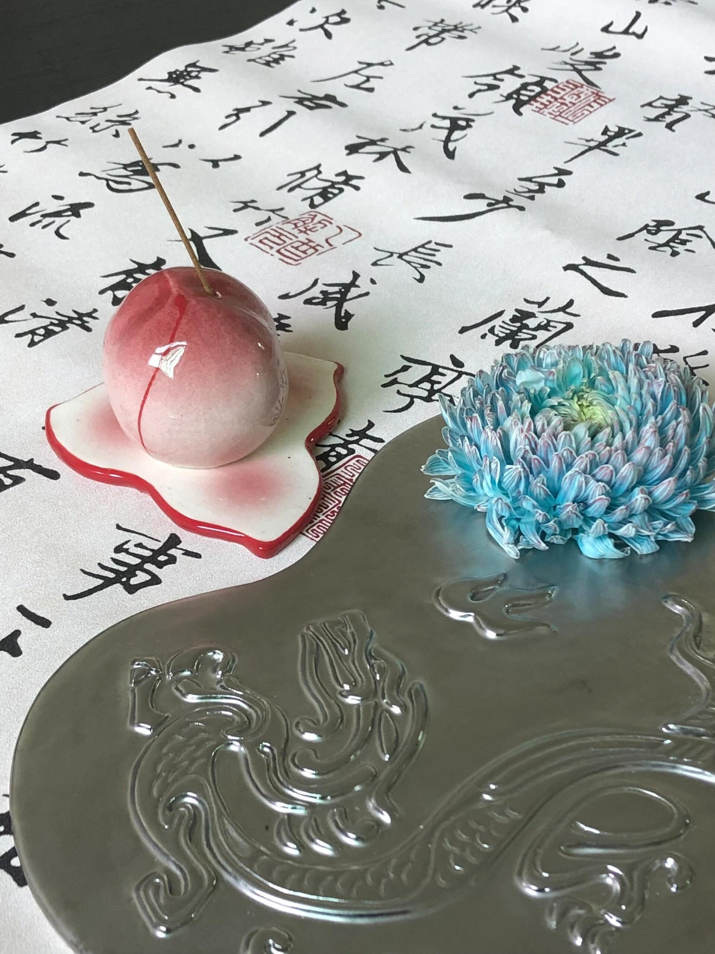 Surreal Peach Incense Holder | Plate/Vases Set | Three Fleas