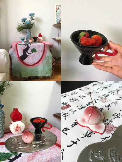 Surreal Peach Incense Holder | Plate/Vases Set | Three Fleas