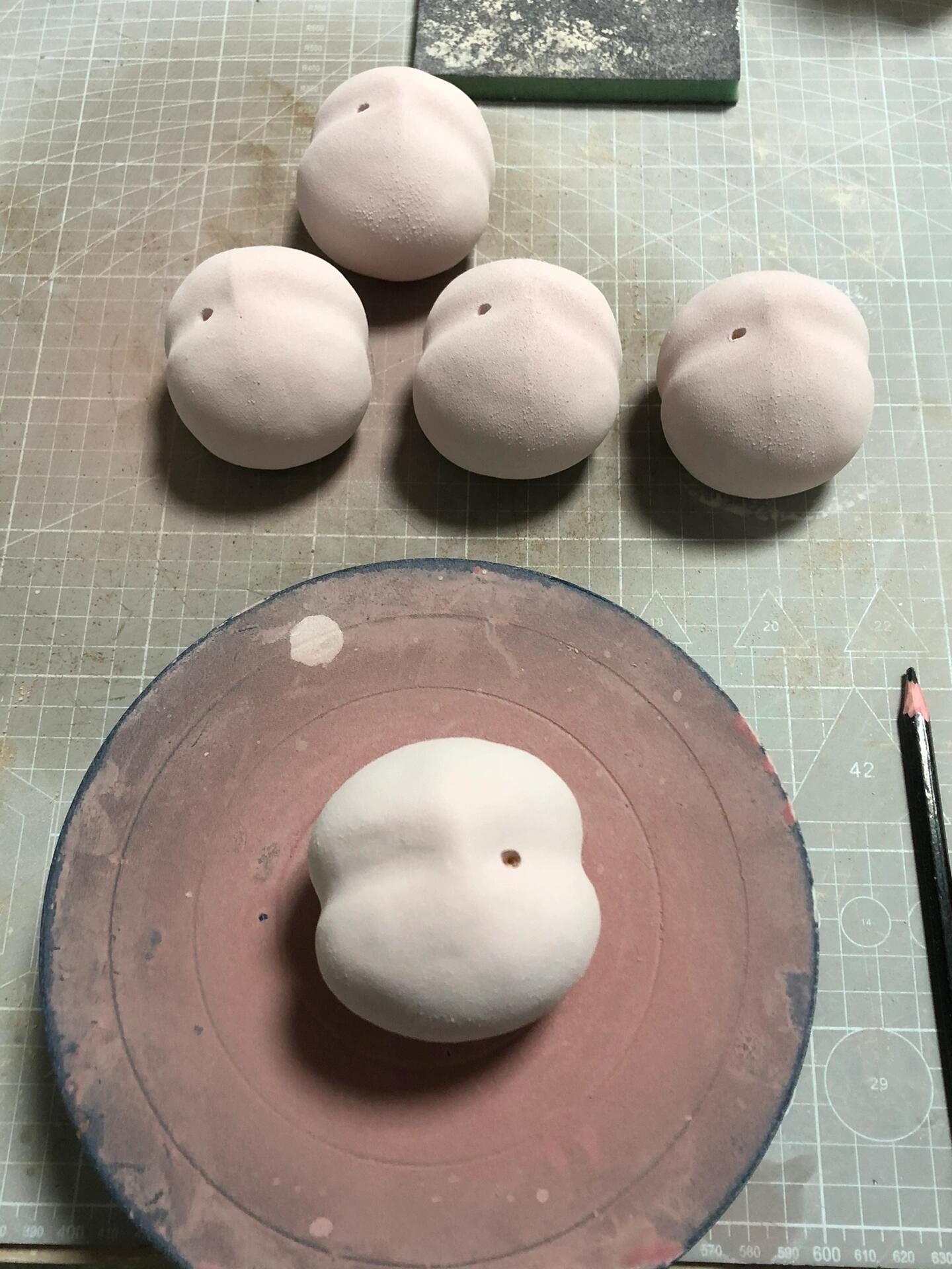 Surreal Peach Incense Holder | Plate/Vases Set | Three Fleas