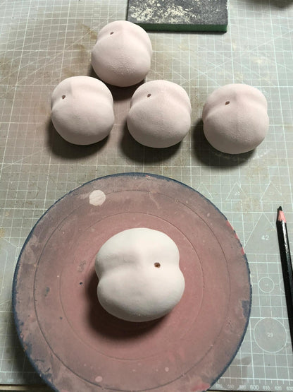 Surreal Peach Incense Holder | Plate/Vases Set | Three Fleas