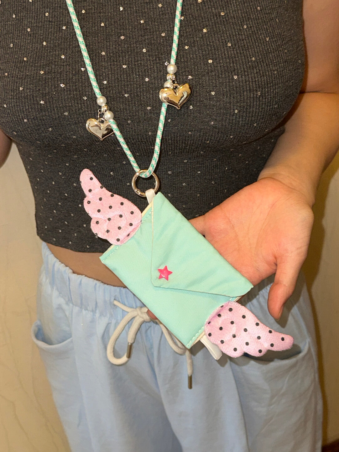 Sweet Angel Macaron Lanyard Card Pouch