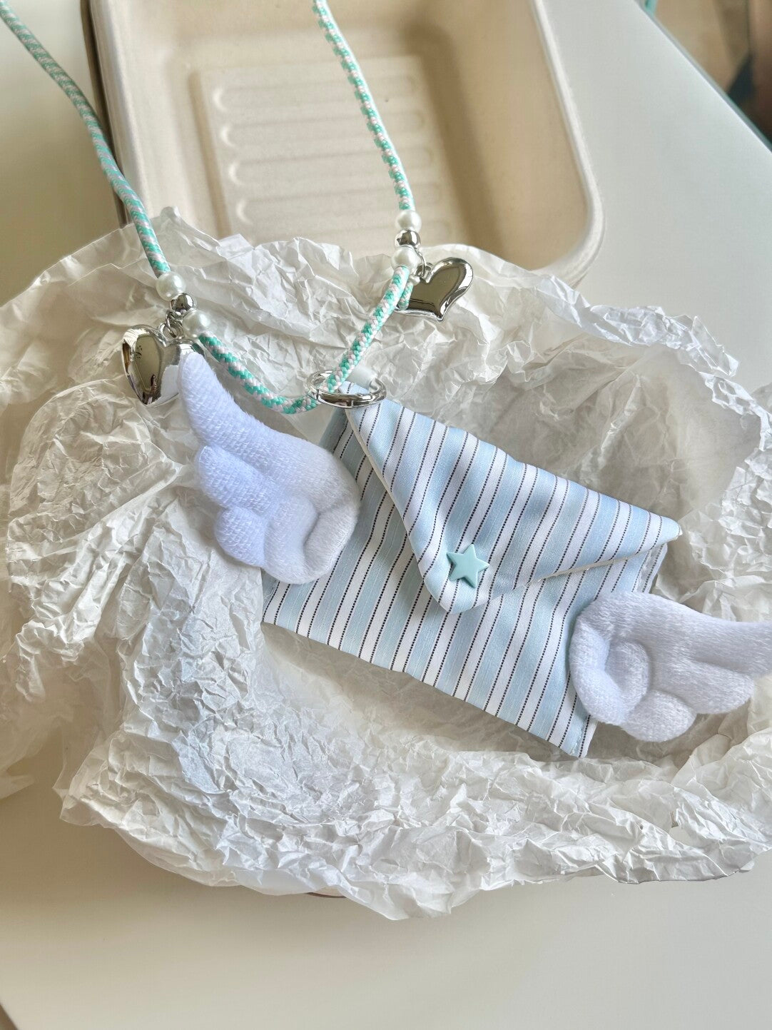 Sweet Angel Macaron Lanyard Card Pouch