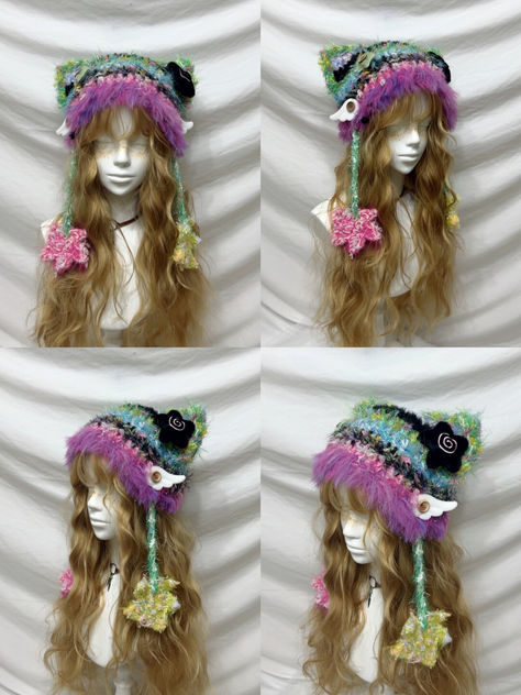 Sweet Animal Ear Pom-Pom Crochet Hat