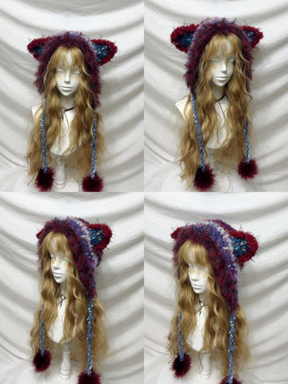 Sweet Animal Ear Pom-Pom Crochet Hat