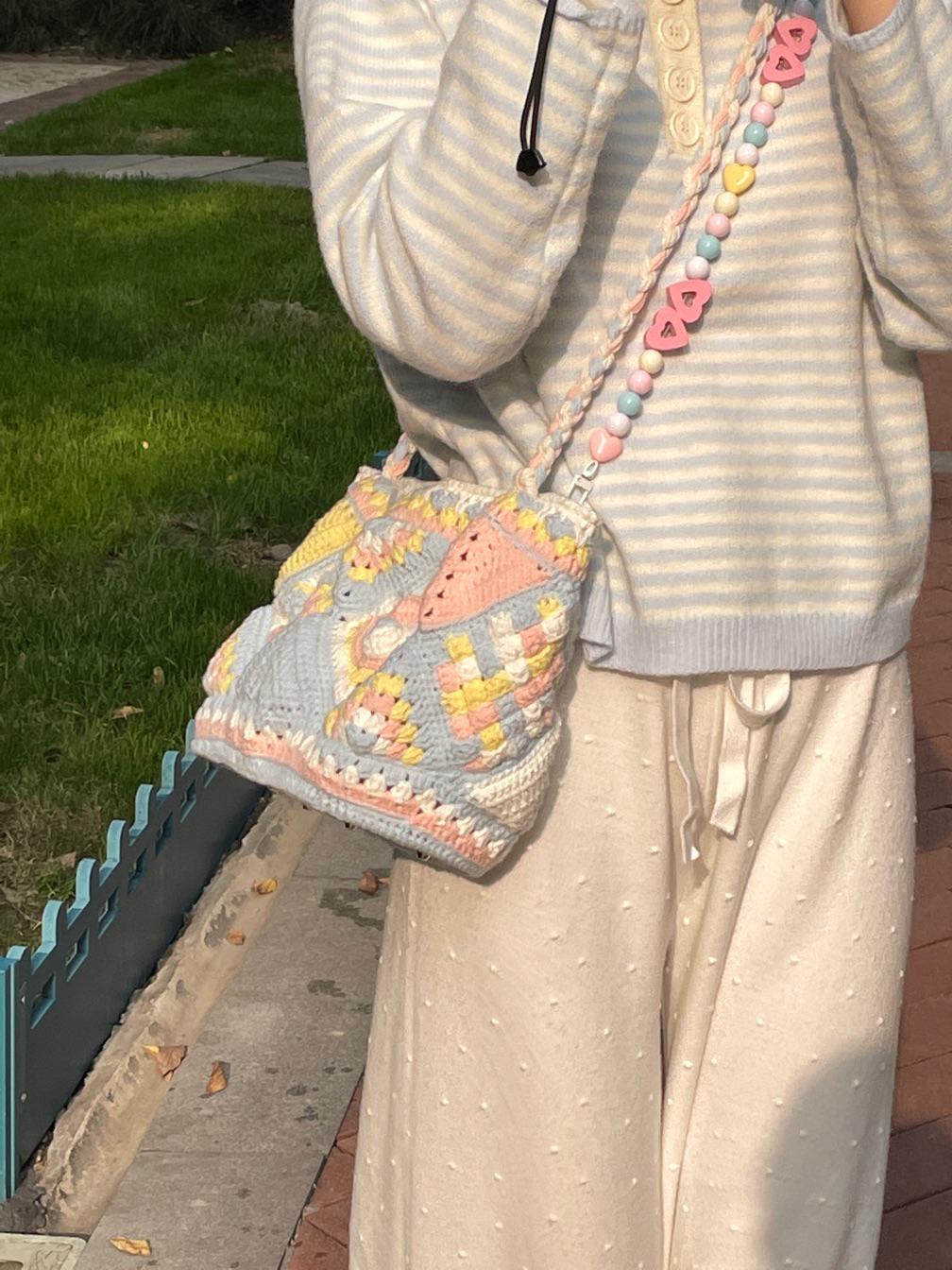 Sweet Crochet Beaded Crossbody Bag