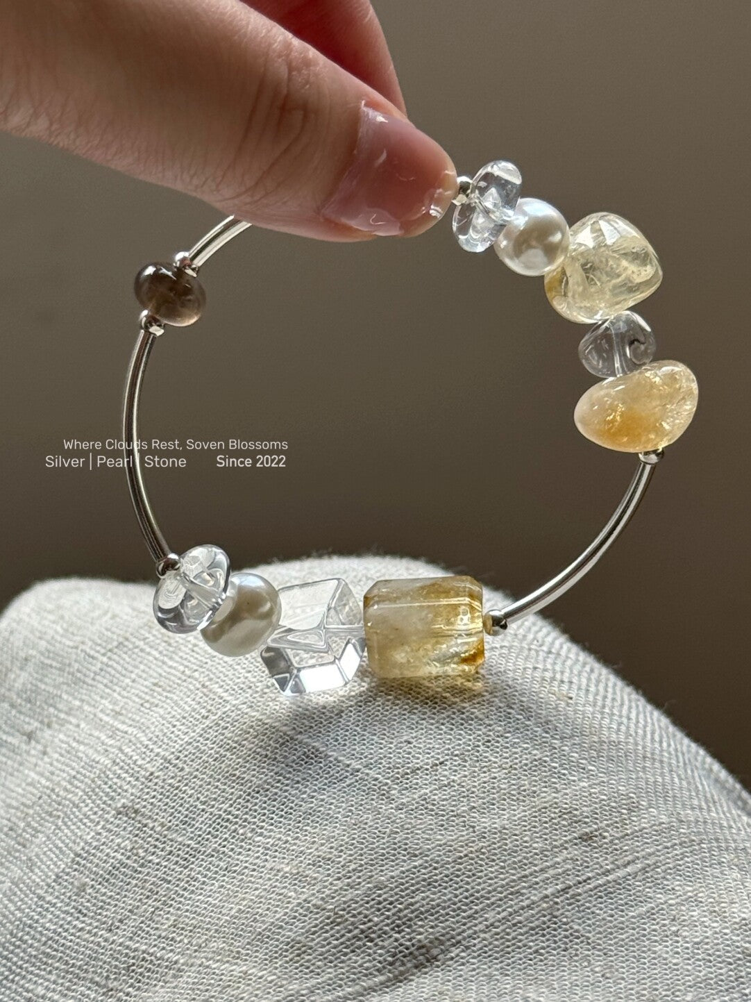 Sweet Olive Citrine Baroque Pearls Beaded Bracelet