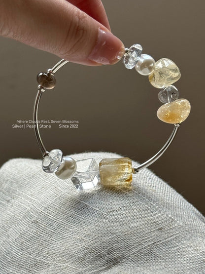 Sweet Olive Citrine Baroque Pearls Beaded Bracelet