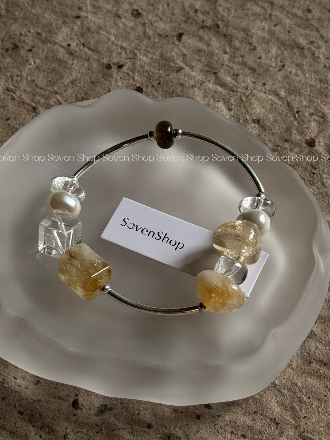 Sweet Olive Citrine Baroque Pearls Beaded Bracelet