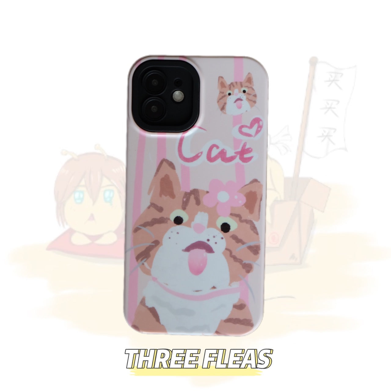 Sweet Pink Fat Cat and Sweater Dog Phone Case