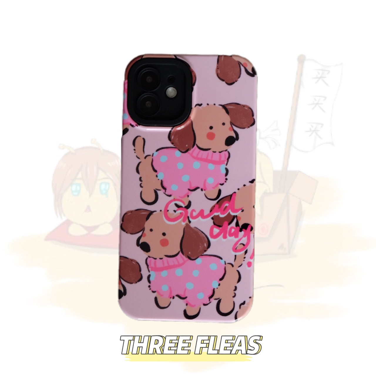 Sweet Pink Fat Cat and Sweater Dog Phone Case