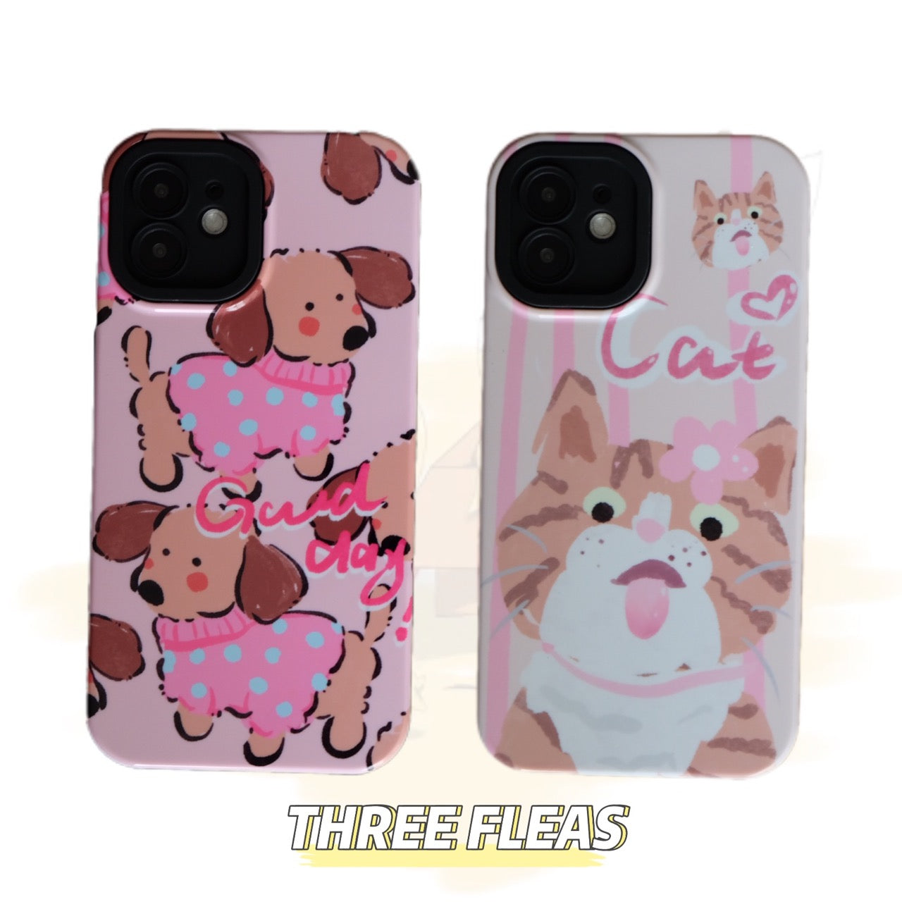 Sweet Pink Fat Cat and Sweater Dog Phone Case