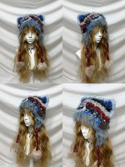 Sweet Animal Ear Pom-Pom Crochet Hat
